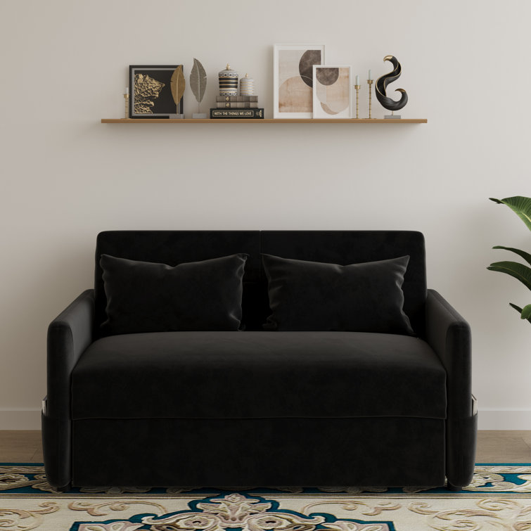 Small black deals velvet sofa